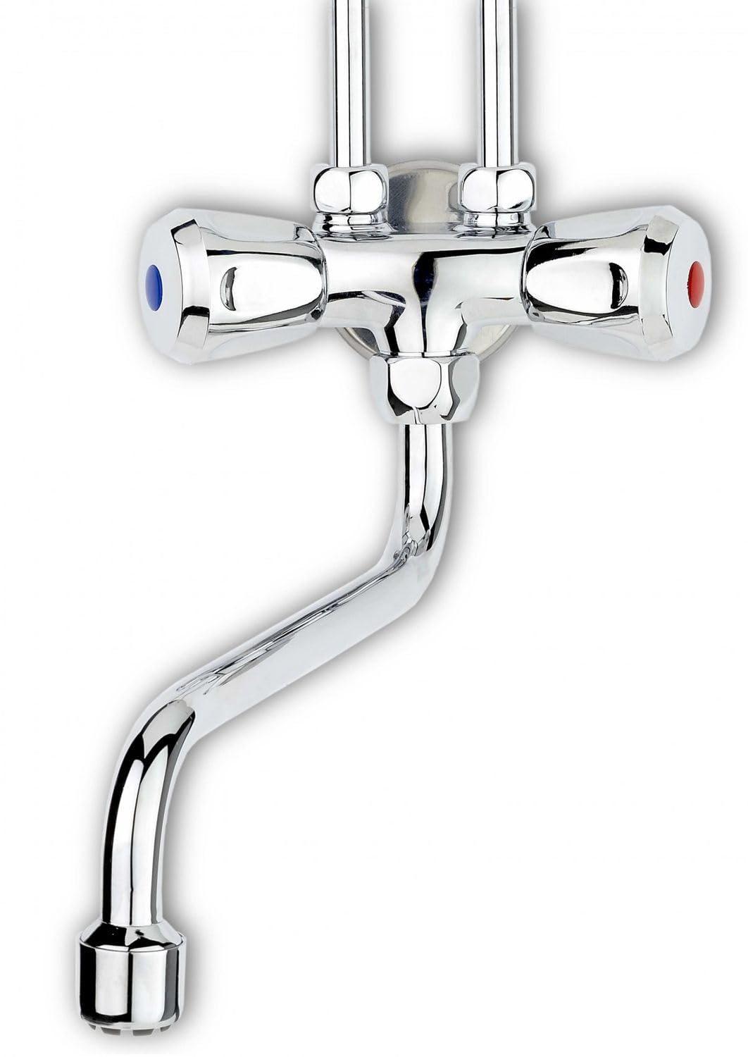 Thermoflow QMIX10 Two-Handle Mixer tap for top Table Storage, Chrome, (H x B x T): 240 x 100 x 40 mm
