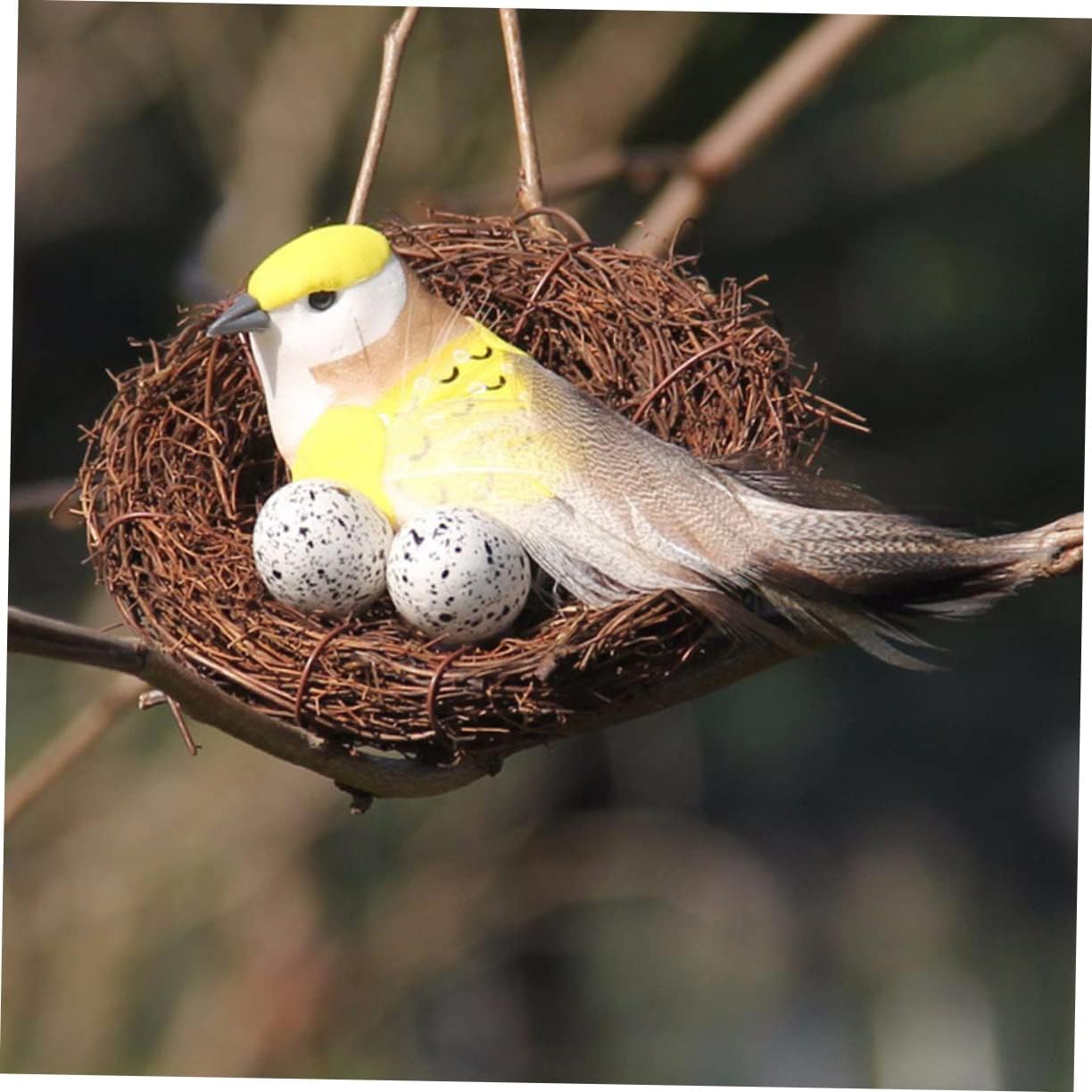 Mobestech 24pcs Rattan Artificial Bird Nests Realistic Simulation Nest Ornaments for Home Decor for Easter and Spring Decorations for Garden Scene Design