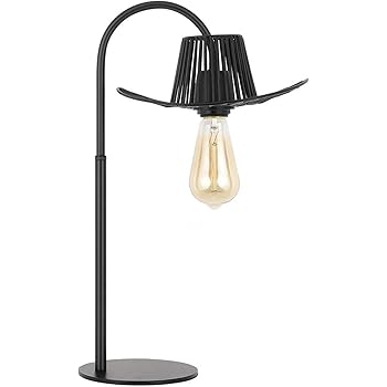 Amazon Com Haitral Vintage Edison Table Lamp Industrial Desk Lamp With Metal Base Bedside Nightstand Lamp For Bedroom College Dorm Office Living Room Black Without Bulb Home Improvement