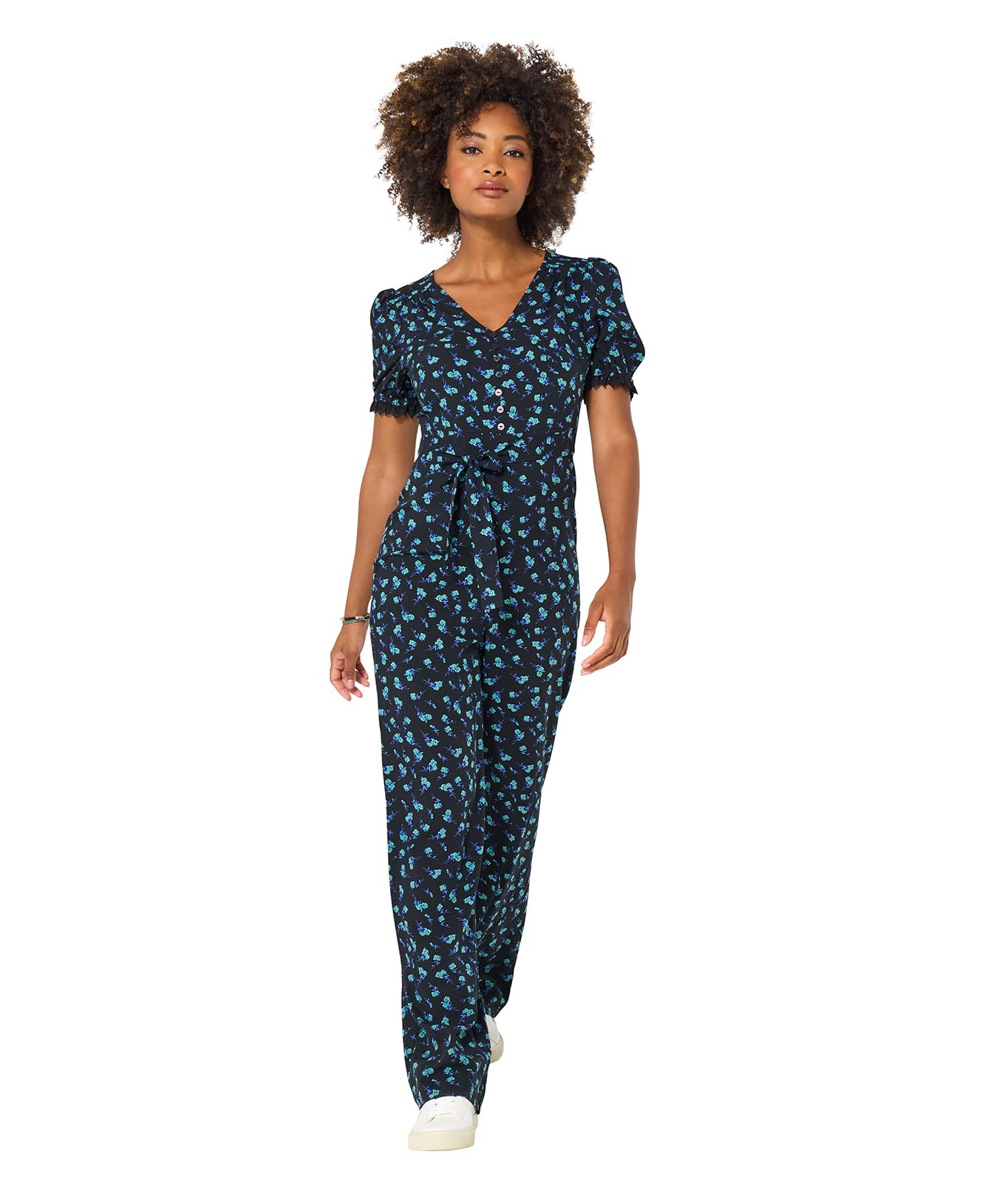Joe Browns Women's Black Wide-Leg Ditsy Floral Jumpsuit, 10