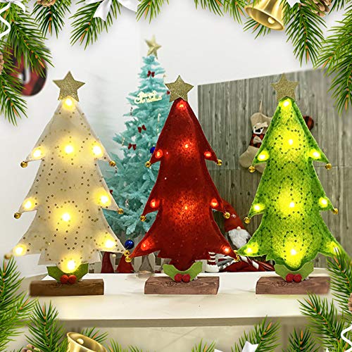 Eastdall Decoração De Natal Para Mesa,Árvores de Natal com luz Enfeites de Natal Mini Árvore de Nata