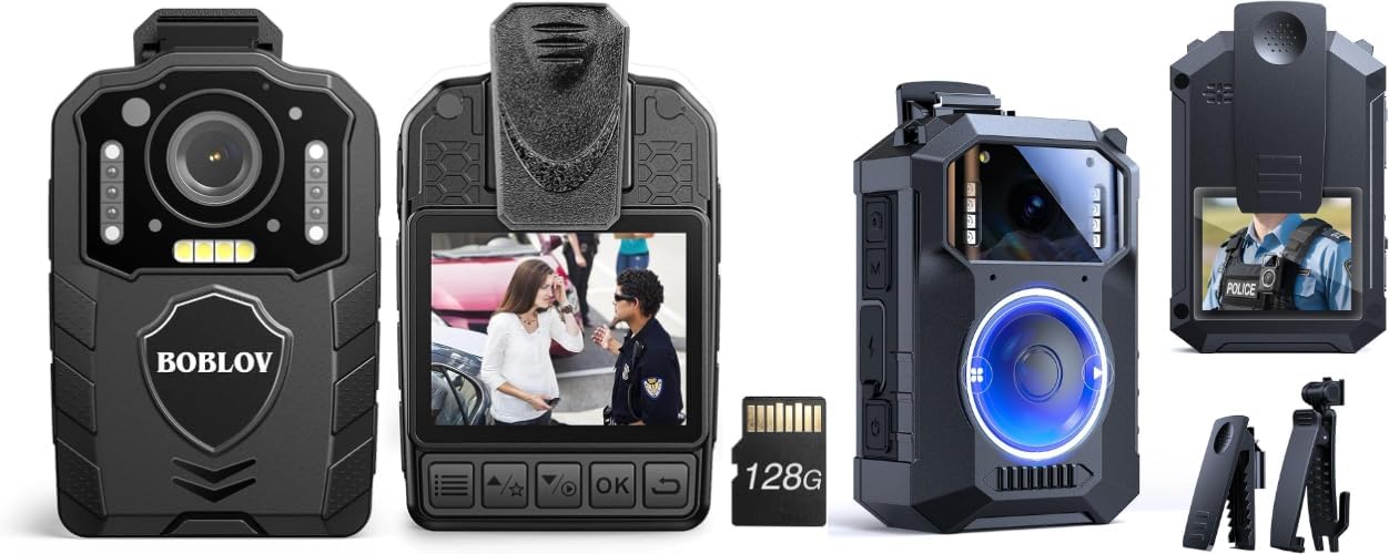BOBLOV KJ25 1080P 128G Body Cam, 3000mAh with 10-13Hrs Recording M11 Police Body Camera: 3.2K Body Camera with Big Button