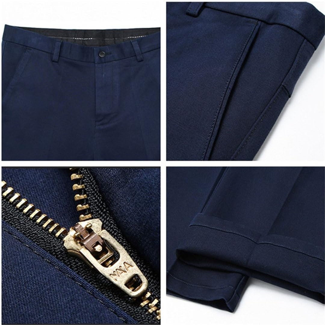Vogrtcc Pantaloni da Uomo d'Affari Elastici Casual Dritti Taglie Forti