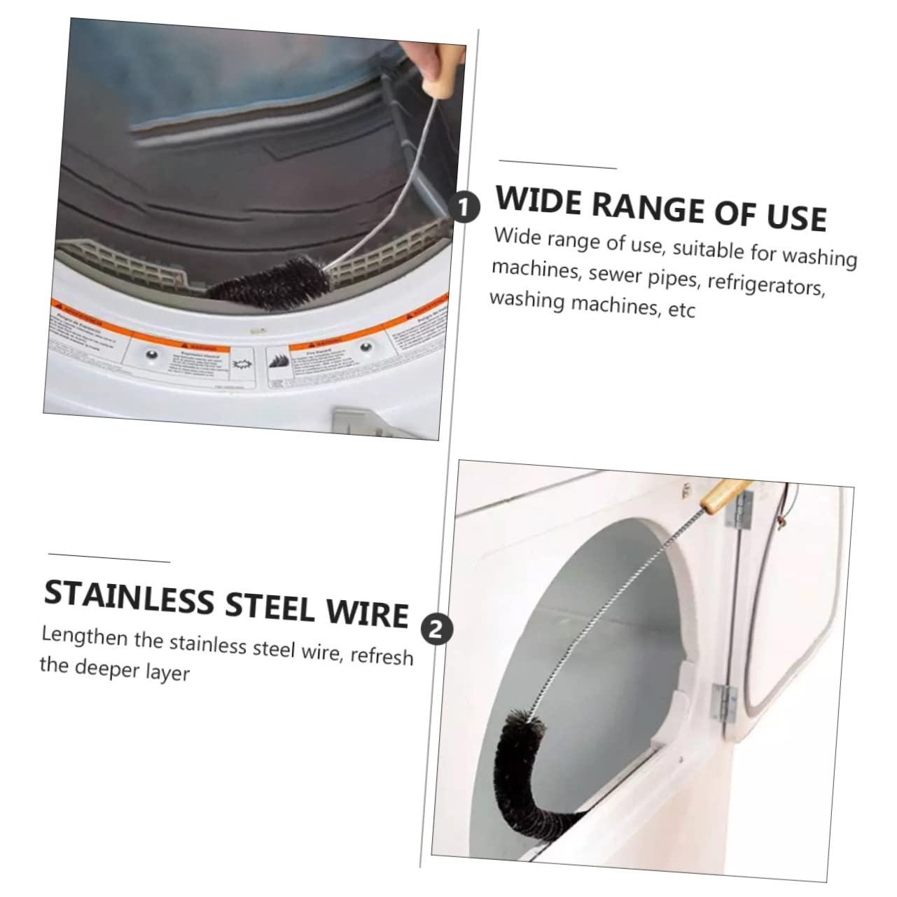 IWOWHERO Flexible Washer Cleaning Brush Metal Tube Drain Brush Sturdy Wire Bristles