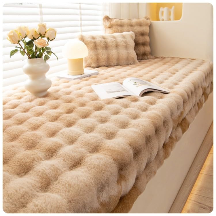 Tapis de baie vitrée en peluche et coussin d'hiver antidérapant