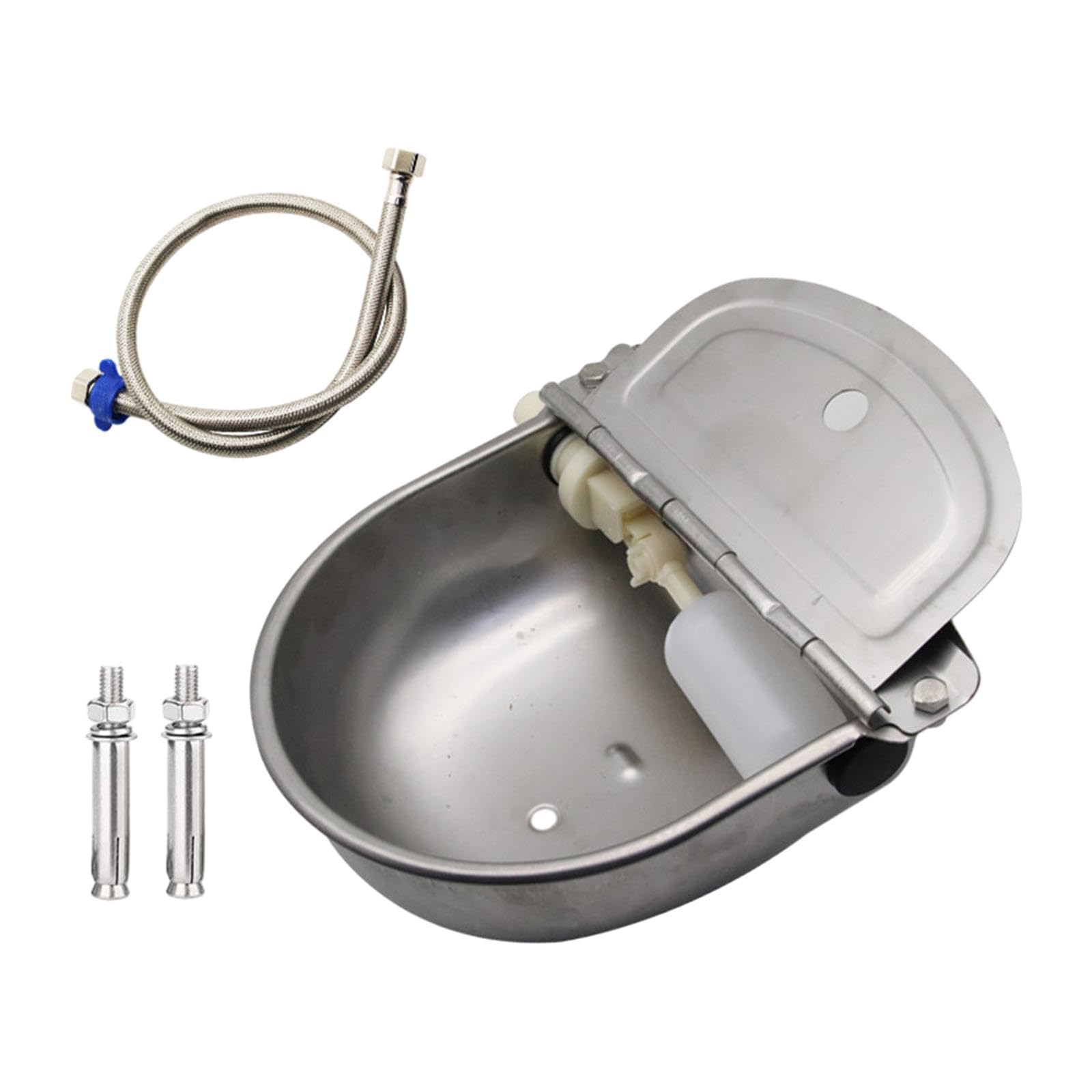 Automático Animal Comedero y Abrevadero de Acero Inoxidable Grueso Dispensador Funcional con Válvula Flotante Segura para Ovejas Caballos, con Orificio y Tubería