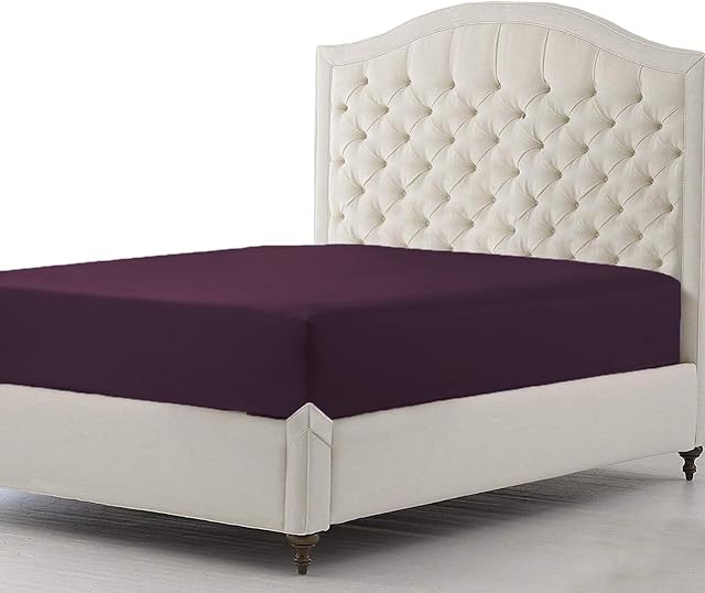Amigozone Extra Deep 16"(40cm) Non Iron Percale Pollycotton Fitted Sheets (Double, Plum)