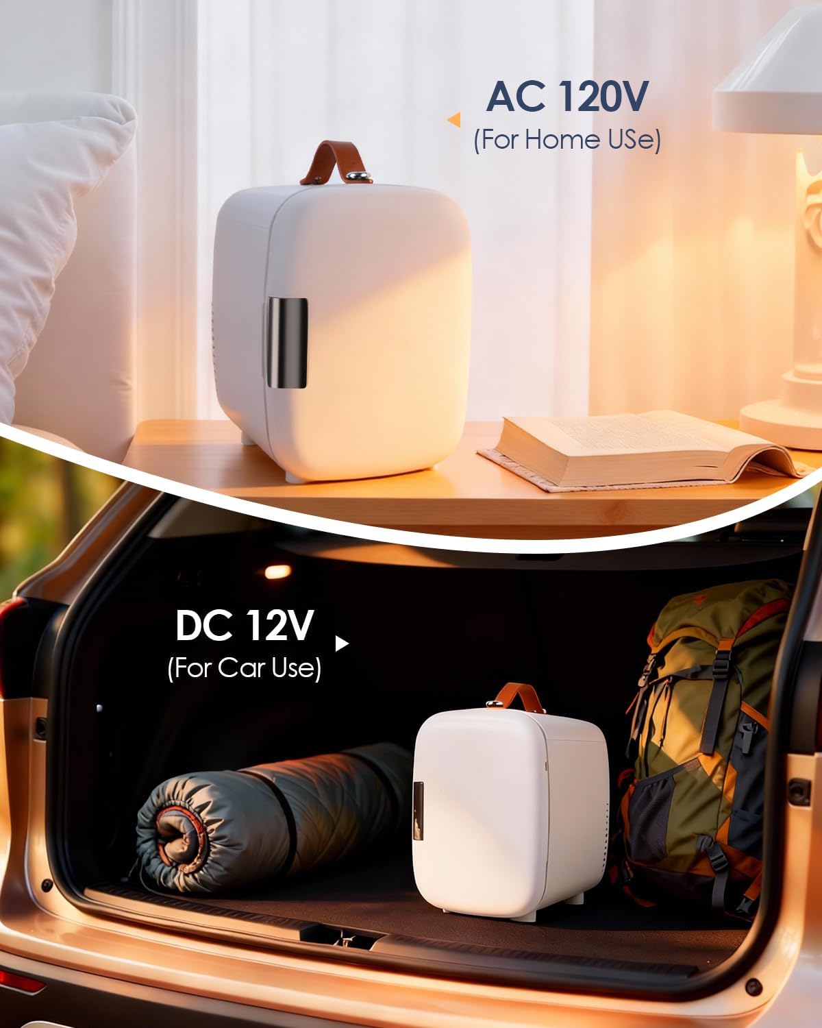 Cosmetic Fridge, Portable Mini Fridge for Skincare Food Drinks, 4L/6 Can Electric Plug In Cooler & Warmer, AC/DC Skincare Refrigerator for Bedroom Office Car Dorm (White)