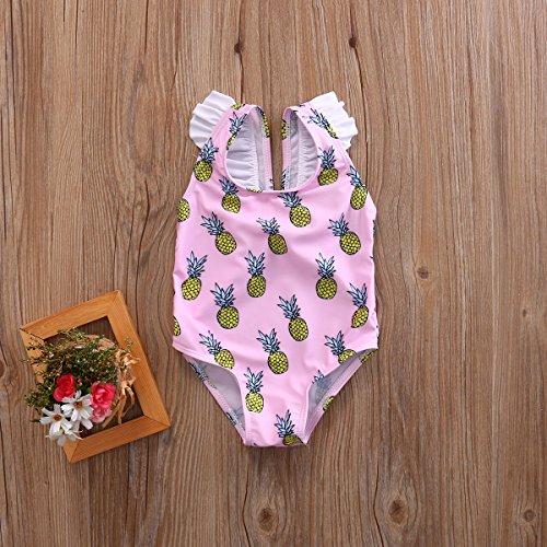 Itfabs Baby Girl Pineapple Print Bikini Ruffles Swimsuits Backless Bathing Suits For Toddler Girls (80(6-12 Months), Pink) #TOP7