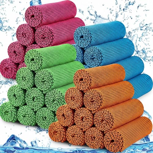 Shellwei 50 Pcs Cooling Towels for Face and Neck 12 x 40 Inches Ice Microfiber Cooling Towels Bulk Soft Breathable Sports Cool Rags Wraps for Golf, Football, Hiking, Outdoor Work, Yoga, Travel