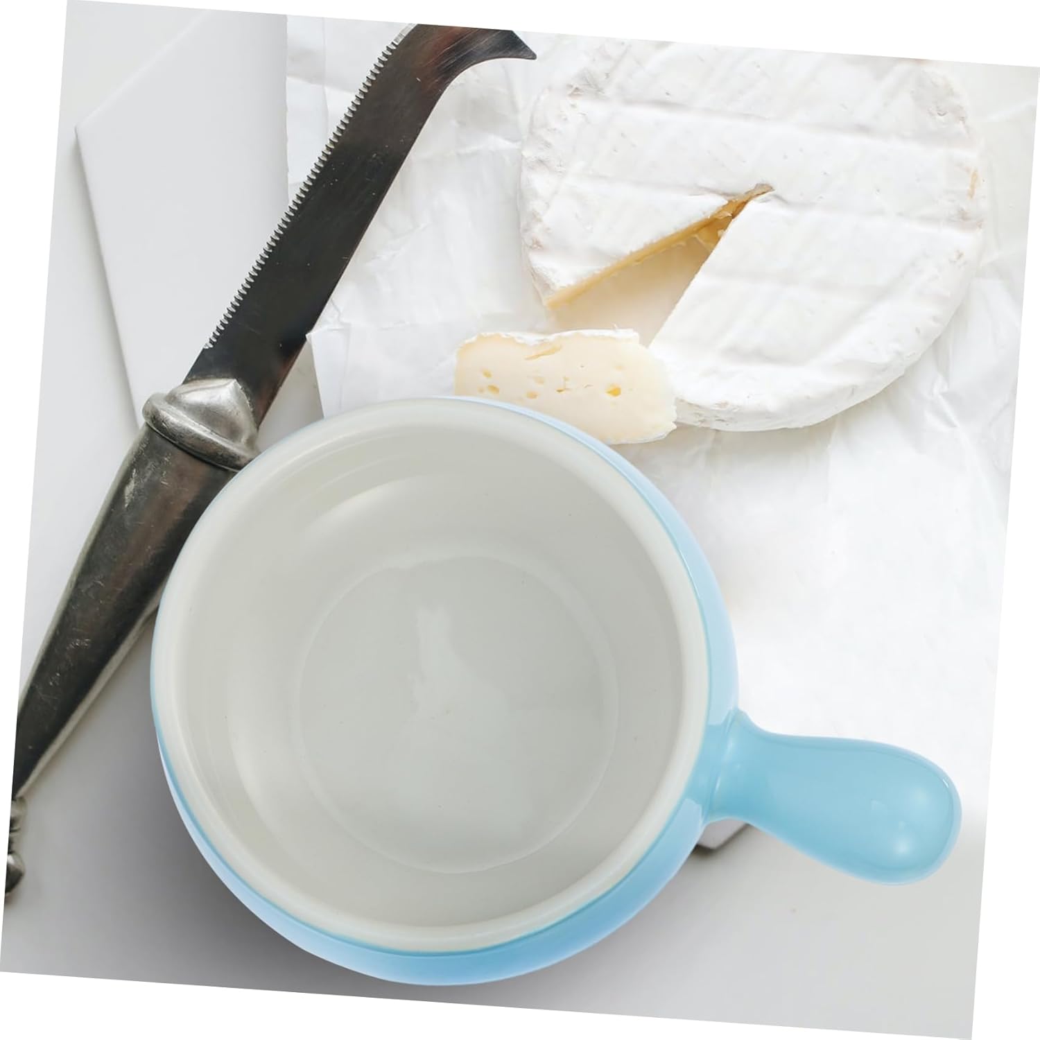 Zerodeko 1Set Ceramic Chocolate Fondue Pot with Heating Function for Melting Cheese Butter and Chocolate for Kitchen and Parties Includes Forks Random Colors