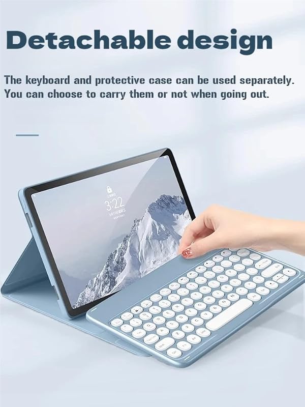 Keyboard Case for Lenovo Tab M10 Plus 3rd Gen 10.6 Inch, Cute Color Folio Stand Cover with Round Key Magnetic Detachable Keyboard for M10 Plus FHD Tablet(TB-125FU TB-128FU TB-128XU), Black by NUWONAYA - Image 2