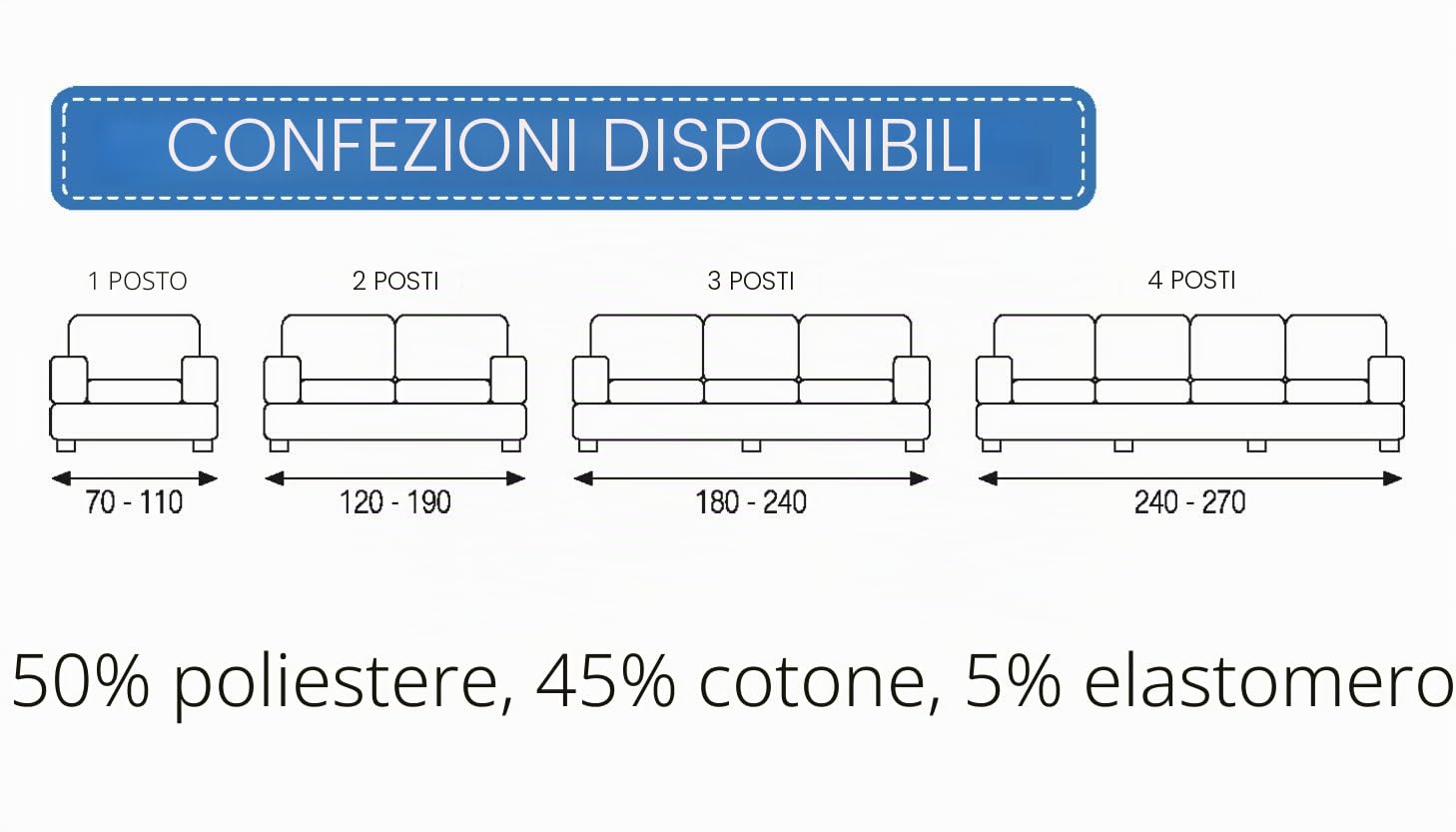 Martina Home Custodia di Divano Elasticizzato Modello Mejico 3 posti Beige, tela
