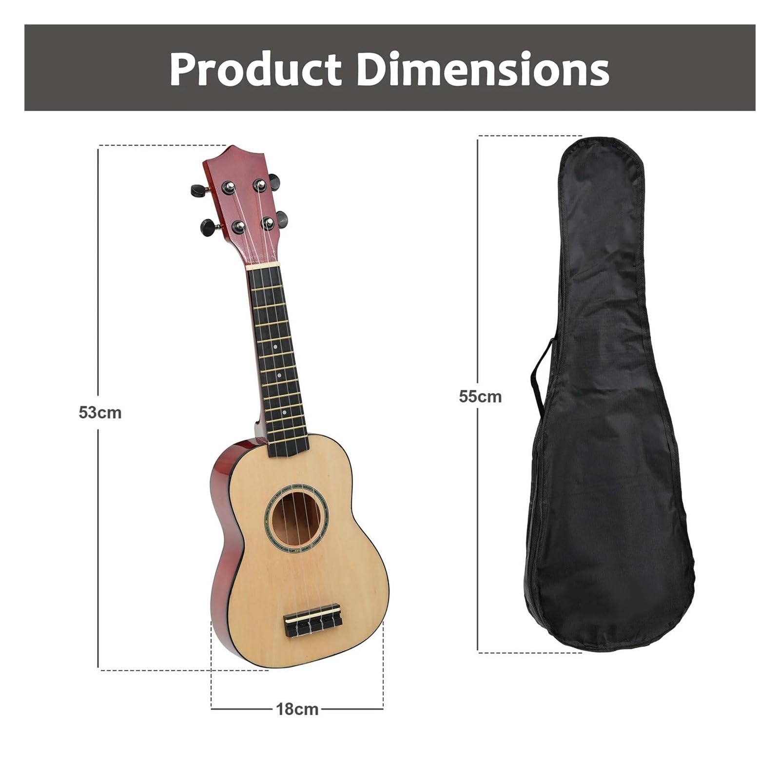 21 Calowe Ukulele Sopranowe Dla Początkujących Z Naturalnym Wykończeniem Z Torbą Koncertową I Zapasowymi Strunami Ukulele Dla Dorosłych