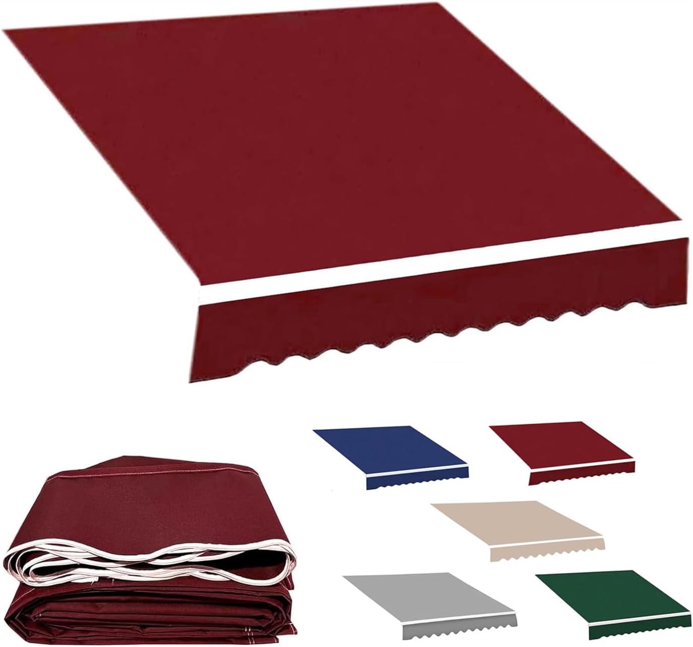 Patio Awning Replacement for Courtyard Sunshade Fabric Outdoor Retractable Awning Protection Water Resistant Polyester Sun Shade Shelter Canopy for 10' 12' 13' 14' 15' 16'(Red,L:4.5m x W:1.5m)