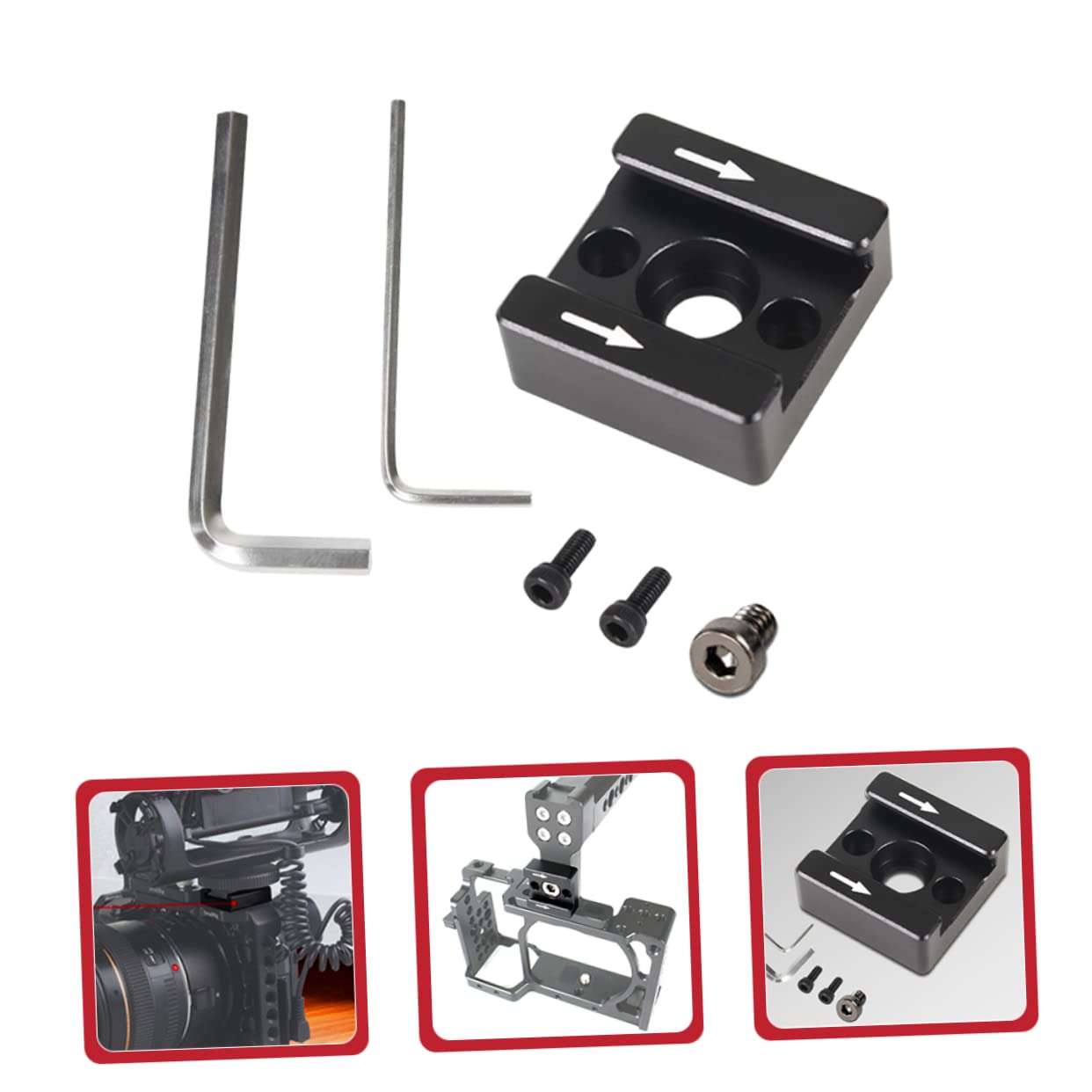 ARTIBETTER 3 Sets Cold Shoe Bracket for Monitor Flash Bracket Adapter Bracket Hot Shoe Adapter Bracket for Flash Bracket for DSLR Bracket for LED Light Flash Shoe Mount Aluminum Alloy Black