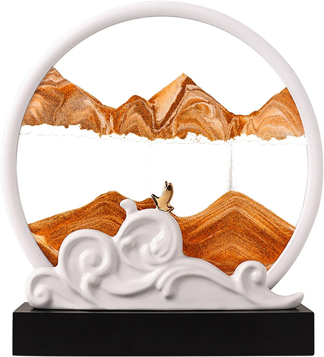 TaLcuS Moving Sand Art Picture,3D Deep Sea Sandscape Color Quicksand Decor, Round Glass Moving Sand Art Picture Relaxing Desktop Home Office Work Decor (Color : A1)