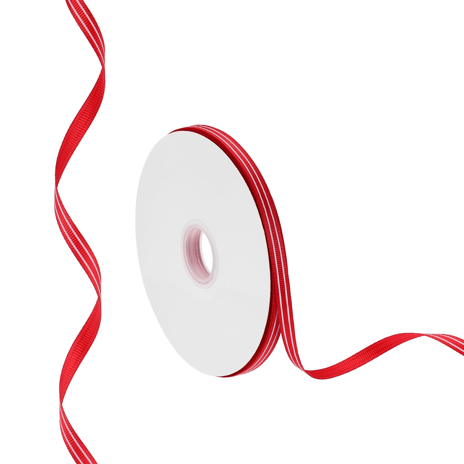 PATIKIL 100 Yards x 0.4" Striped Ribbon, Double Sided Patriotic Fabric Wrapping Ribbon for Christmas Halloween Home Holiday Craft Wreath Birthday Wedding Party Decoration, Red