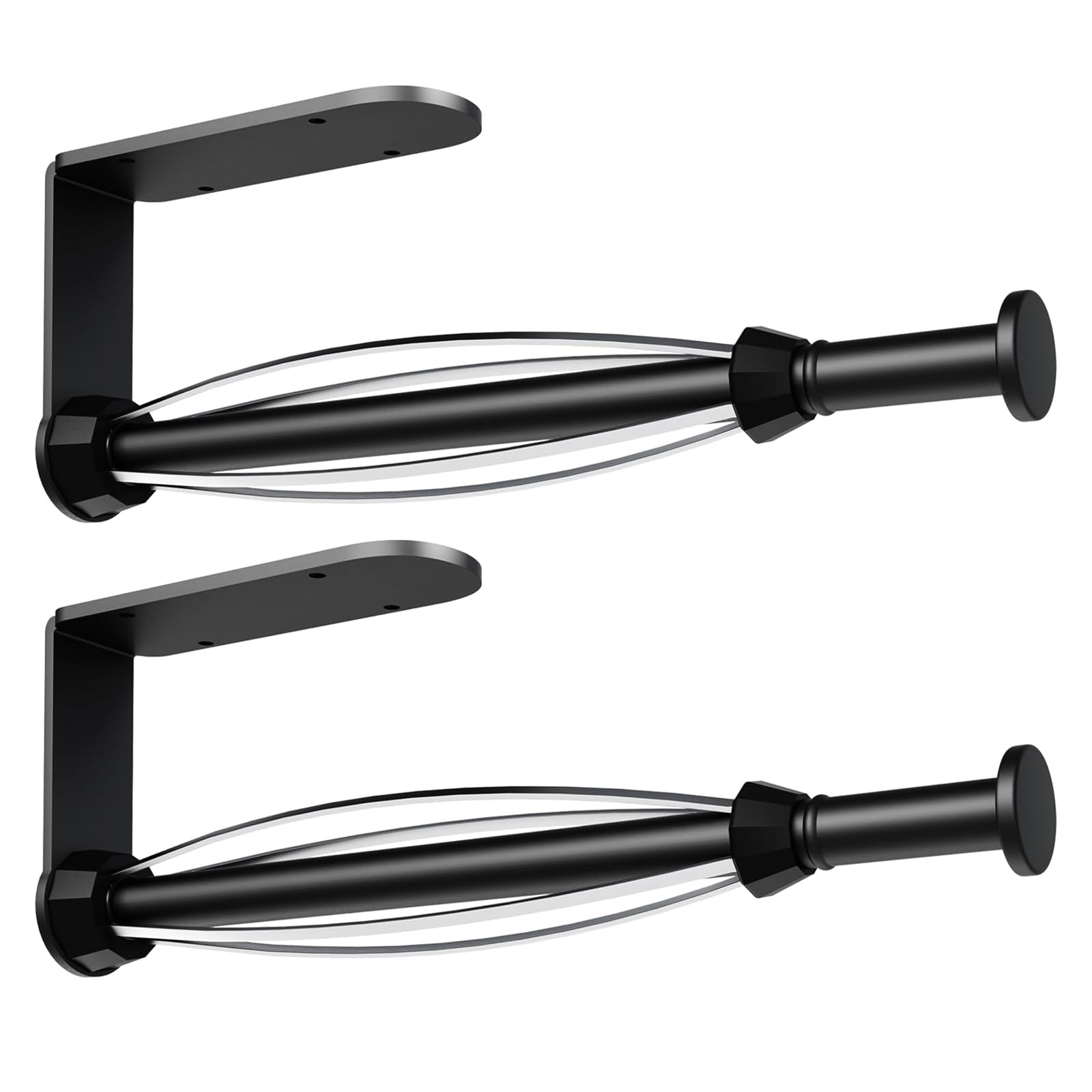 Homevc Black Under Cabinet Kitchen Roll Holder 2 Pack, One-Hand Paper Towel Dispenser With Ratchet Damping, Stainless Steel, Space-Saving Kitchen & Bathroom Paper Towel Holder (Black)