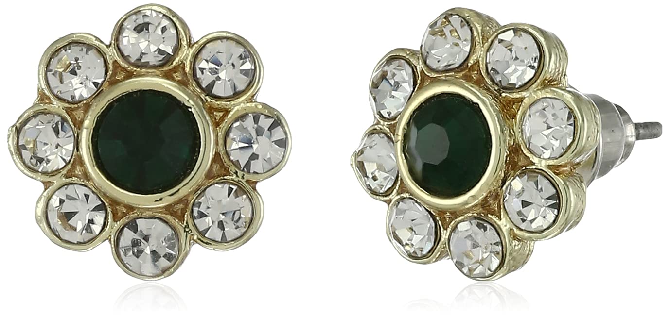 Estele 24kt Gold Plated Bedazzled Flower Stud Earring for Women with Black & White Austrian Crystals (B095CNJTRC) Amazon Price History, Amazon Price Tracker