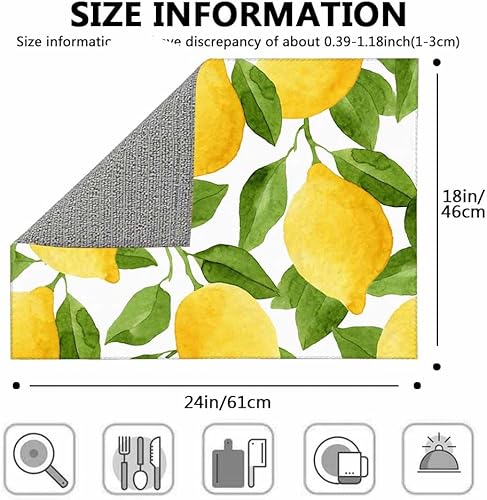 Miniatura 3 de Beabes Tapete de secado de platos de pintura de limón, tapete de secado amarillo para encimera de cocina, 18 x 24 pulgadas, tapete plegable de