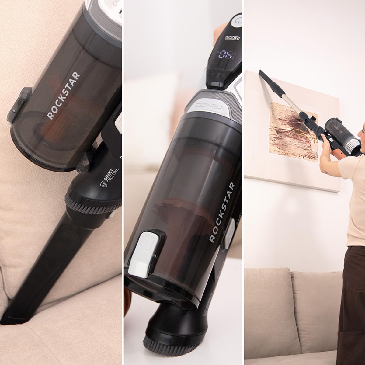 Cecotec Bezprzewodowy odkurzacz Conga Rockstar S30 Flex, ultralekki, 2,5 kg, 80 AW, silnik BLDC, 240 W, bezwłosowy pędzel, akumulator 45 min, rura ErgoFlex do szybkiego czyszczenia bez wysiłku w domu
