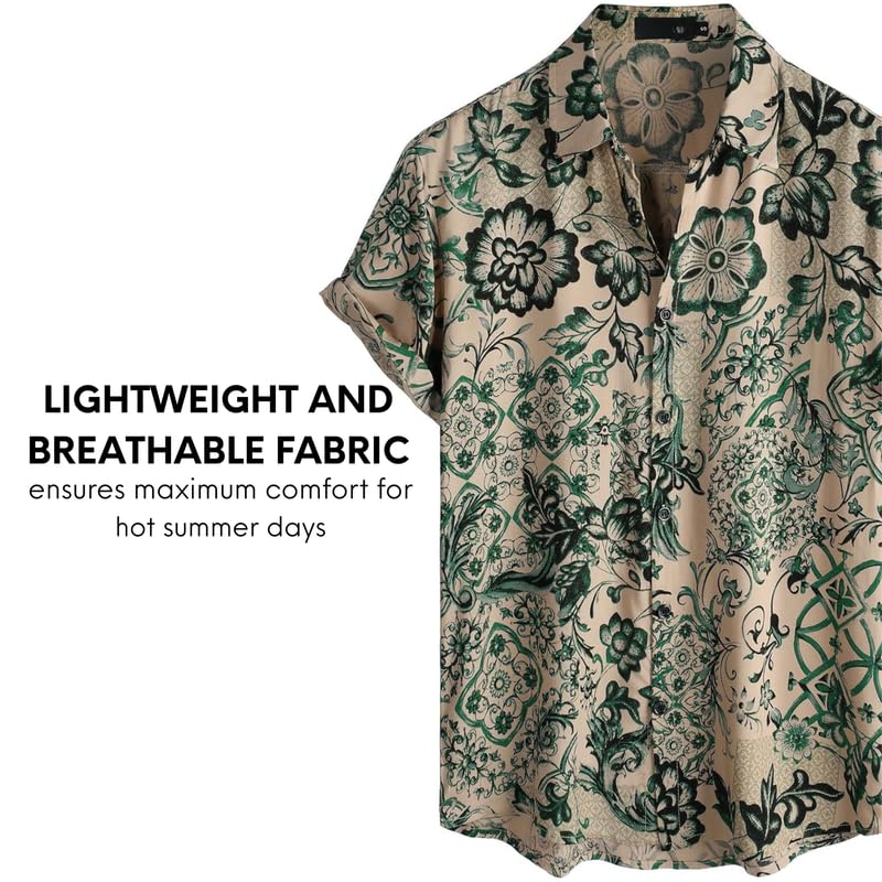 Image of Men's Multi-Coloured Floral Printed Shirt for man | Half Sleeve Cotton Shirt for Men | Summer Shirts for Men