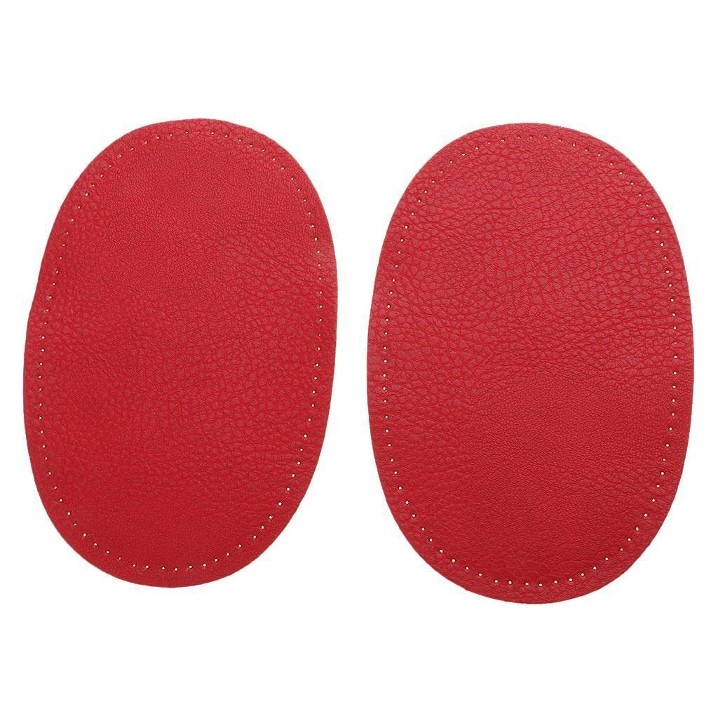 Oshhni Apply Over Knee Sewing Leather Oval Elbow Patches for The, Red