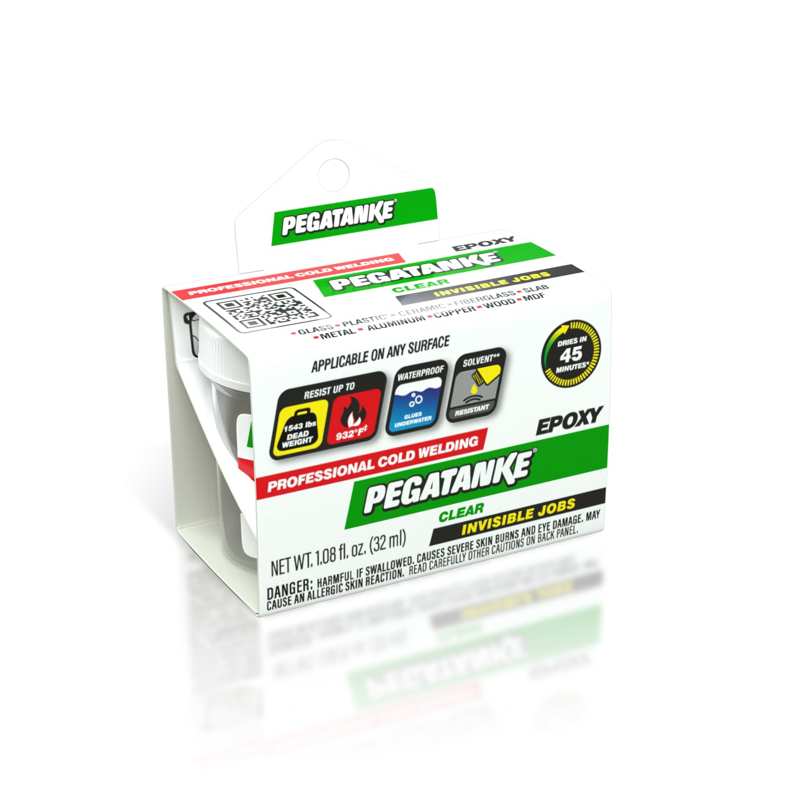 Transparent 2 Part Epoxy Resin | Professional Cold Weld Adhesive | High Strength Metal Glue for Fuel Tanks | General Repair & Plastic | High Temperature Epoxy for Welding Bonds (1.08 oz)