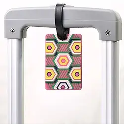 Etiqueta de bagagem (geométrica multicolorida) - Etiqueta de identificação durável para malas e bolsas