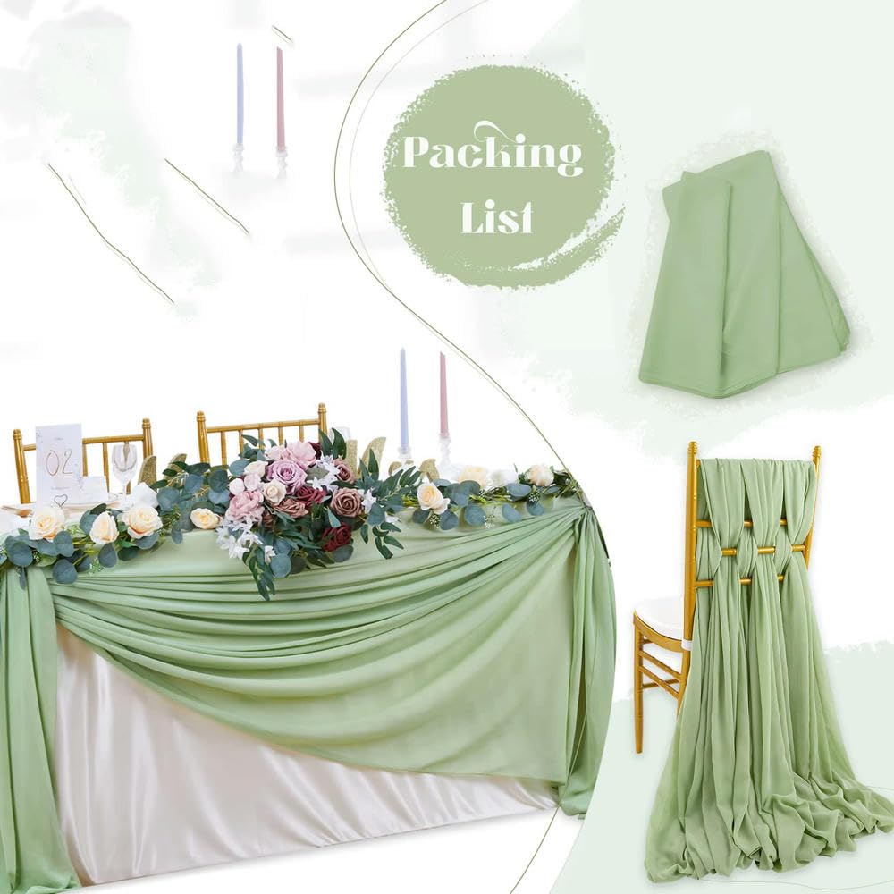 5 szt. Szyfonowy bieżnik na stół gaza vintage na romantyczny ślub krzesło szarfy łuk przyjęcie urodzinowe baby shower