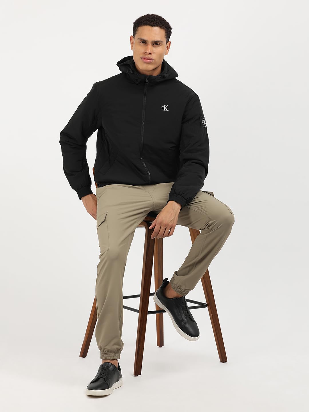 Calvin Klein Jeans Męskie kurtki Harrington z podszewką z kapturem, Ck czarny, XXL