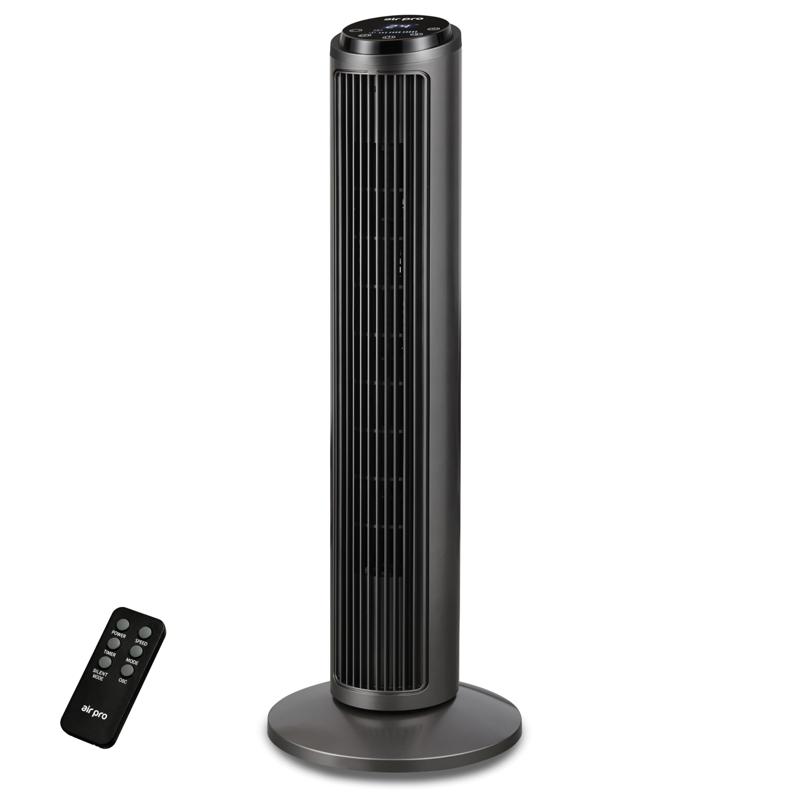 Air Pro 30" Tower Fan SmartVoice™ Control Oscillating Bladeless Fan with Remote - Tall Compact 3 Speeds Quiet 50W Motor Cooling Fan - Floor Standing Fan for Home Office - LED Display 15 Hour Timer