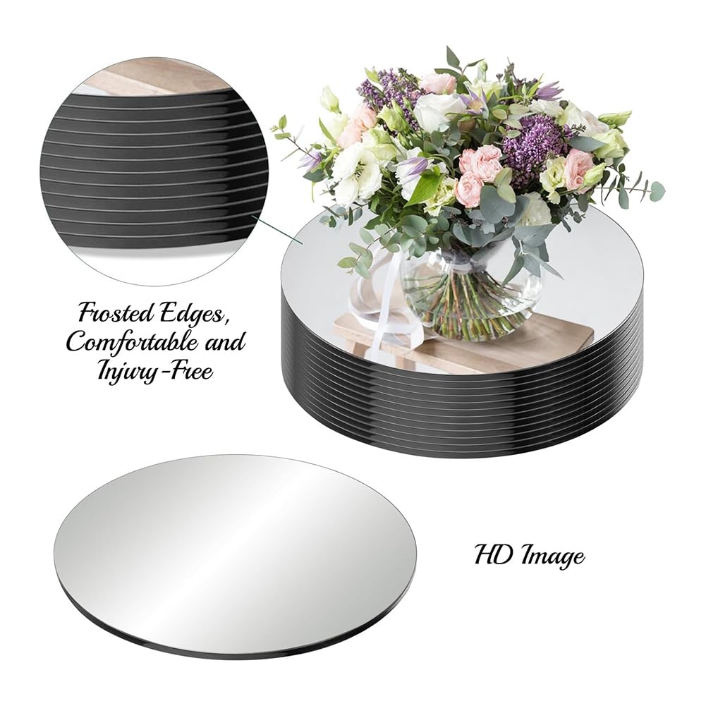 12 Miroirs Ronds de 30 cm pour Centres de Table, Plateaux et Assiettes Ronds avec Miroirs pour Centres de Table, Décorations de Mariage,