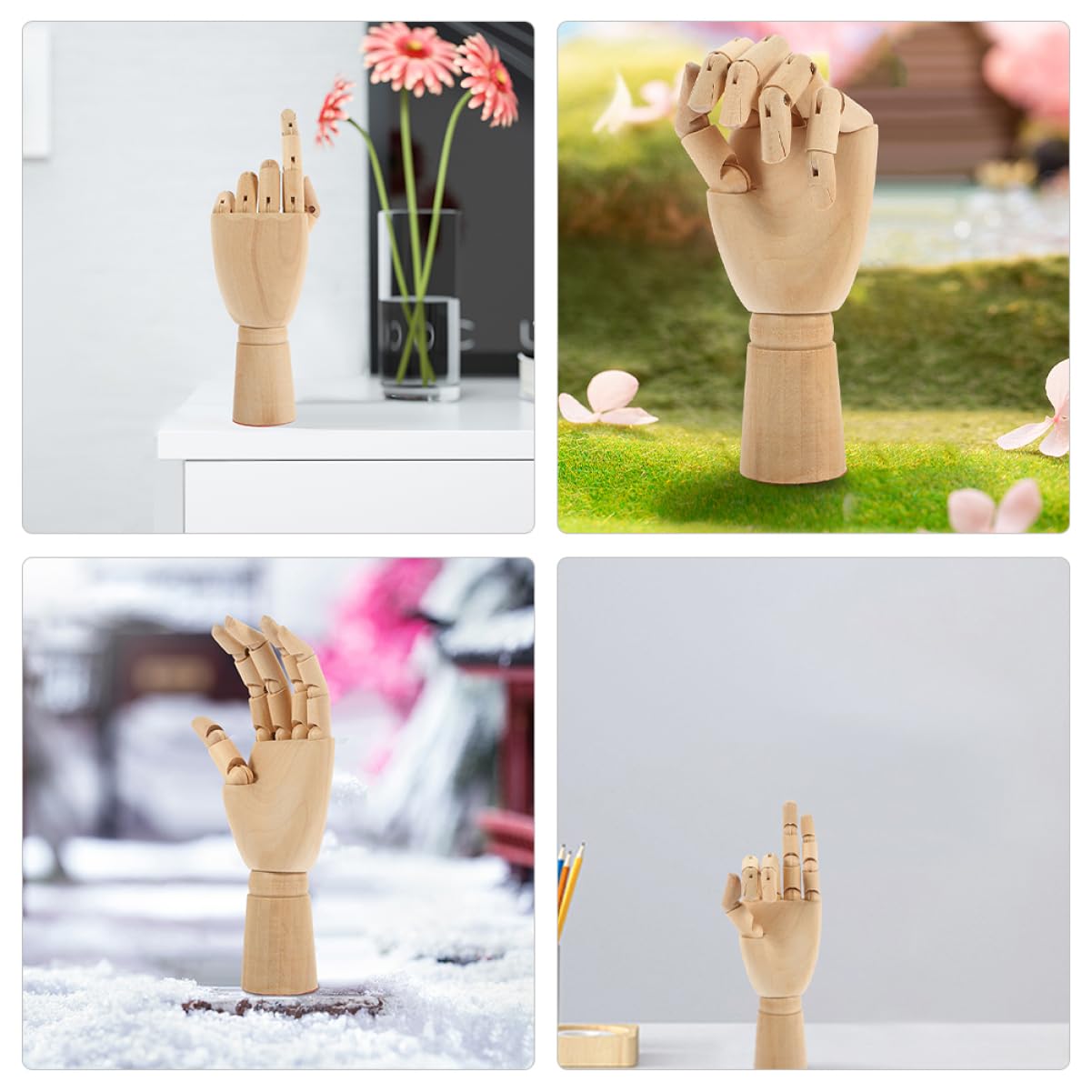 MAGICLULU 5 Piezas De Adorno De Mano De Madera Mano De Maniquí Mano De Maniquí Dedos Flexibles Figura De Mano De Maniquí Decoración Del Hogar Marionetas Cosa Modelo De Mano Adorno