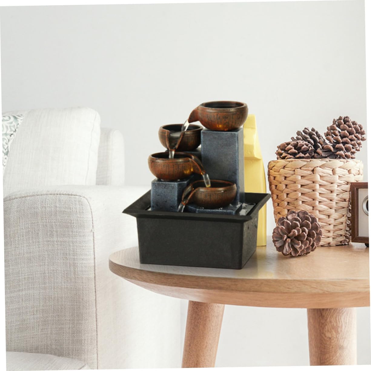 LIFKOME Indoor Tabletop Fountain Led Lights Waterfall Decor for Living Room Office and Bedroom Stylish Relaxation Ornament Natural River Rocks and Soothing