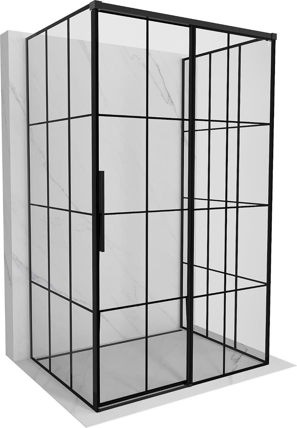 Mexen Rox-3S Box Doccia 3 Lati Destro 135x100 Griglia Nera Nero