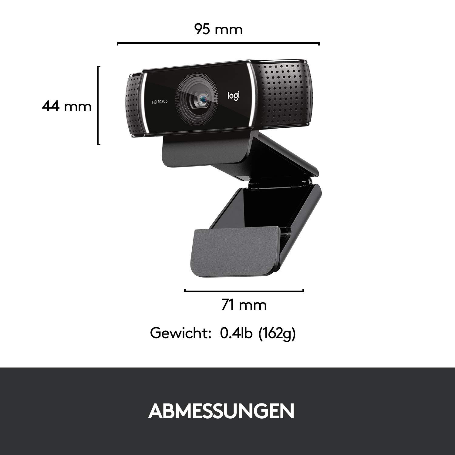 Logitech C922 PRO Webcam mit Stativ, Full-HD 1080p, 78° Sichtfeld, Autofokus, Belichtungskorrektur, H.264-Kompression, USB-Anschluss, Für Streaming via OBS, Xsplit, etc. - Schwarz