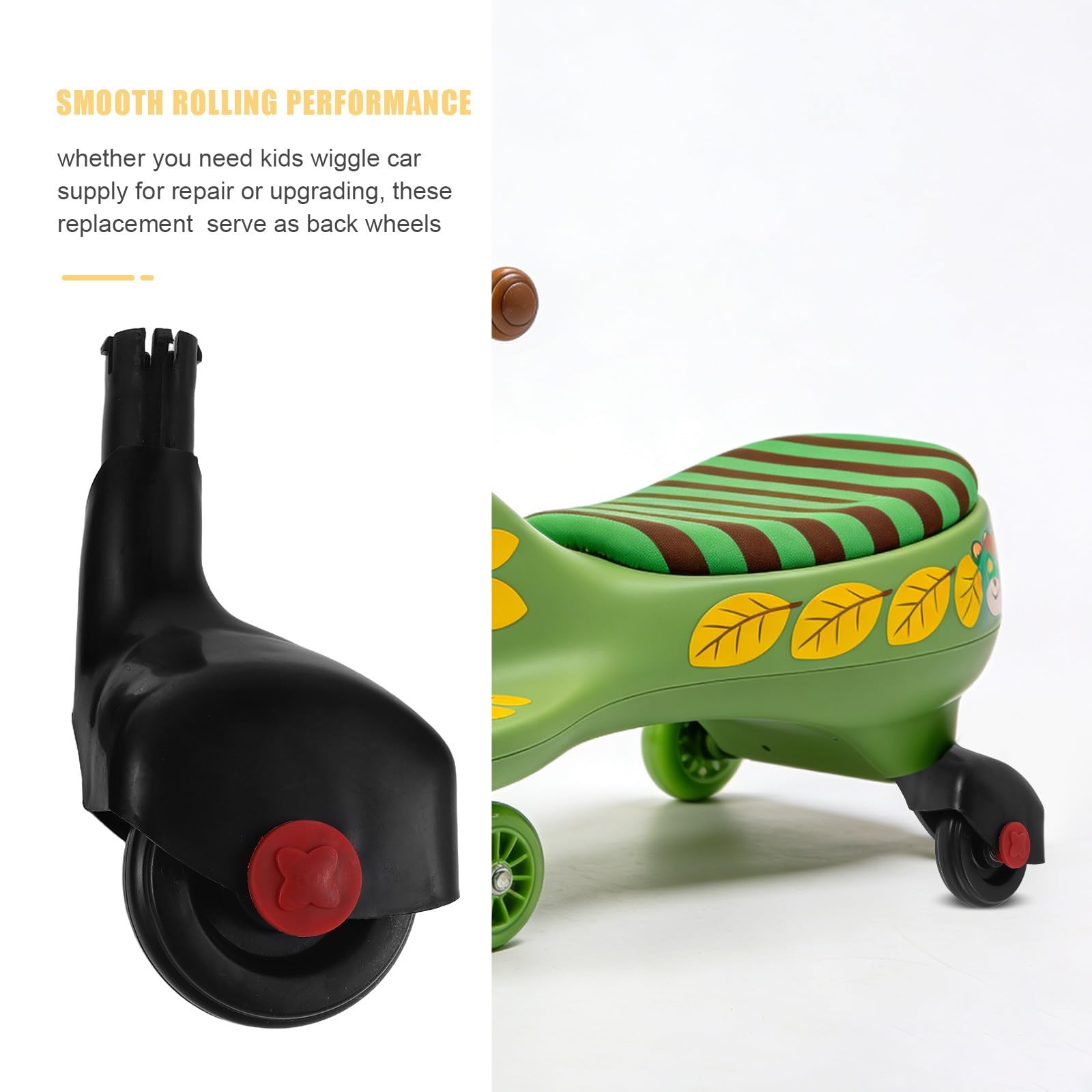 BESPORTBLE 2 Ruedas giratorias de plástico para Coche: Repuesto para Ruedas traseras de Coche para niños - Accesorio de reparación y Montaje para vehículos giratorios - Instalación rápida