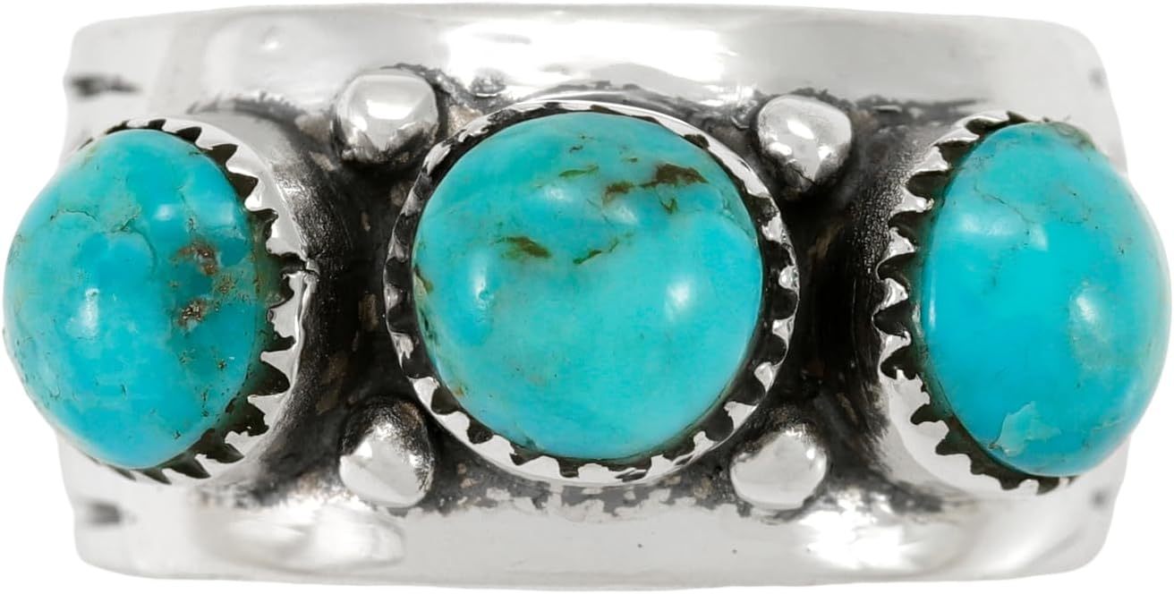 Turquoise Ring Sterling Silver 925 Genuine Gemstones Size 6 to 11