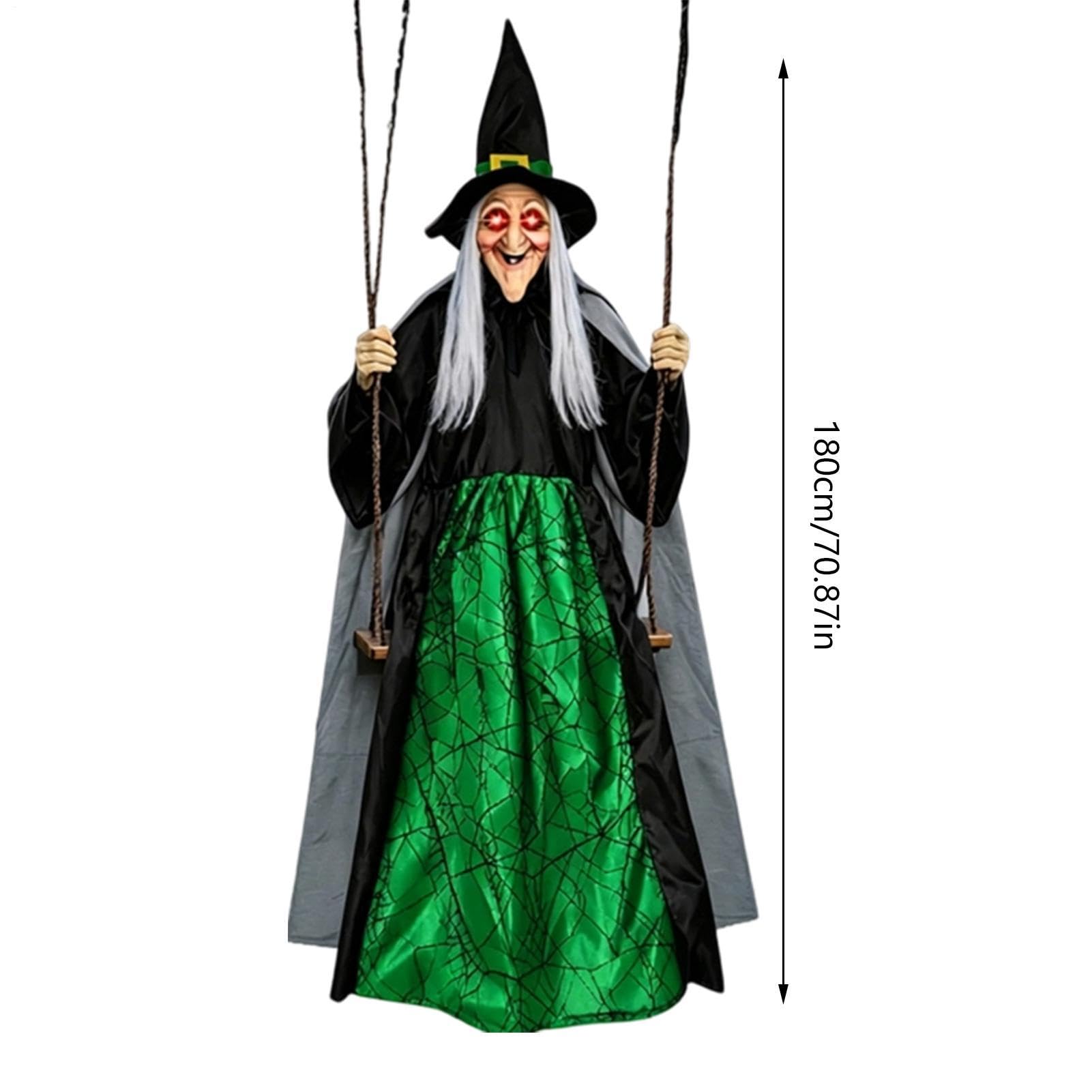 Schwingende Hexe Halloween Deko 1,8 Meter Lebensgroße Außenfigur | Halloween Hängende Hexe Für Geisterhäuser, Partys, Hof, , Garten