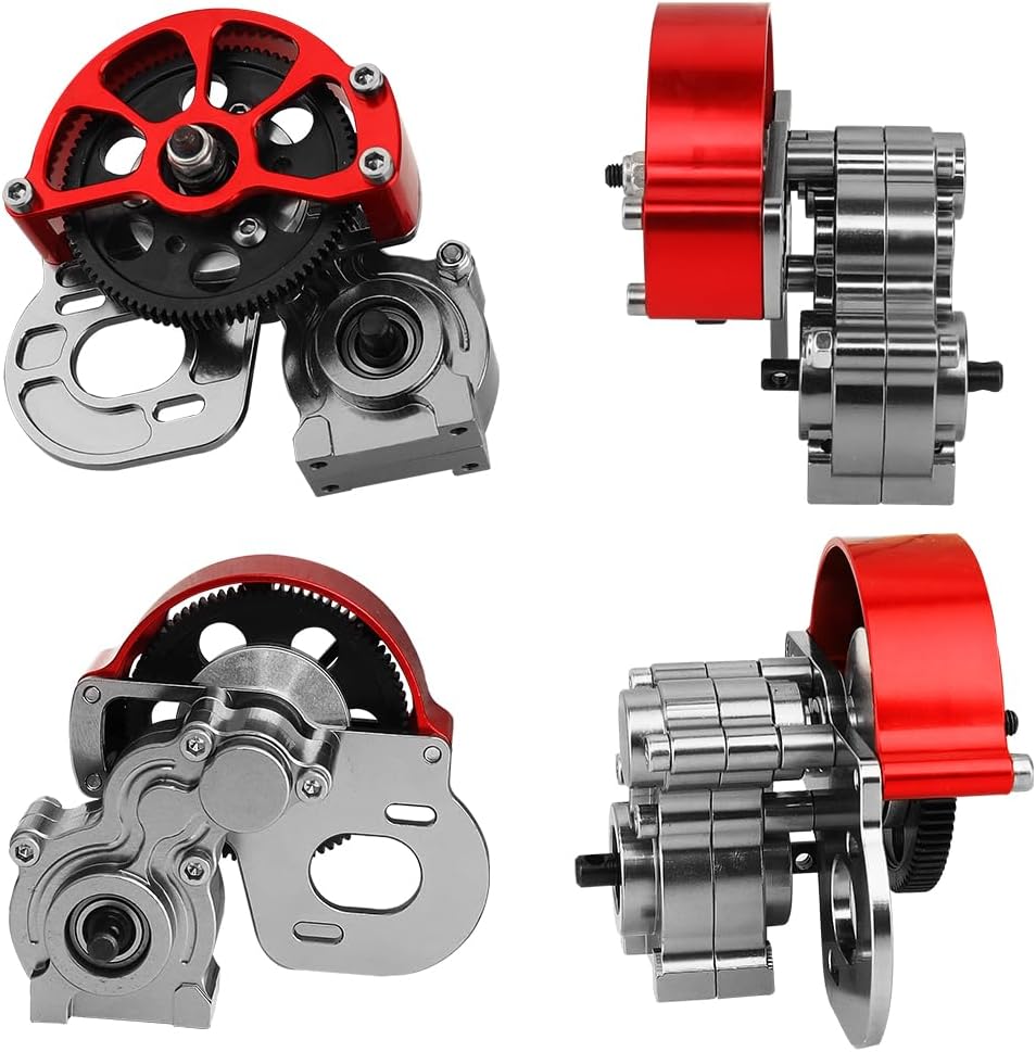 Full Metal Transmission Assembled Gearbox with Steel Gear Set Compatible with Axial SCX10 & SCX10 II 1/10 RC Crawler Upgrade Parts,Half Open Shell