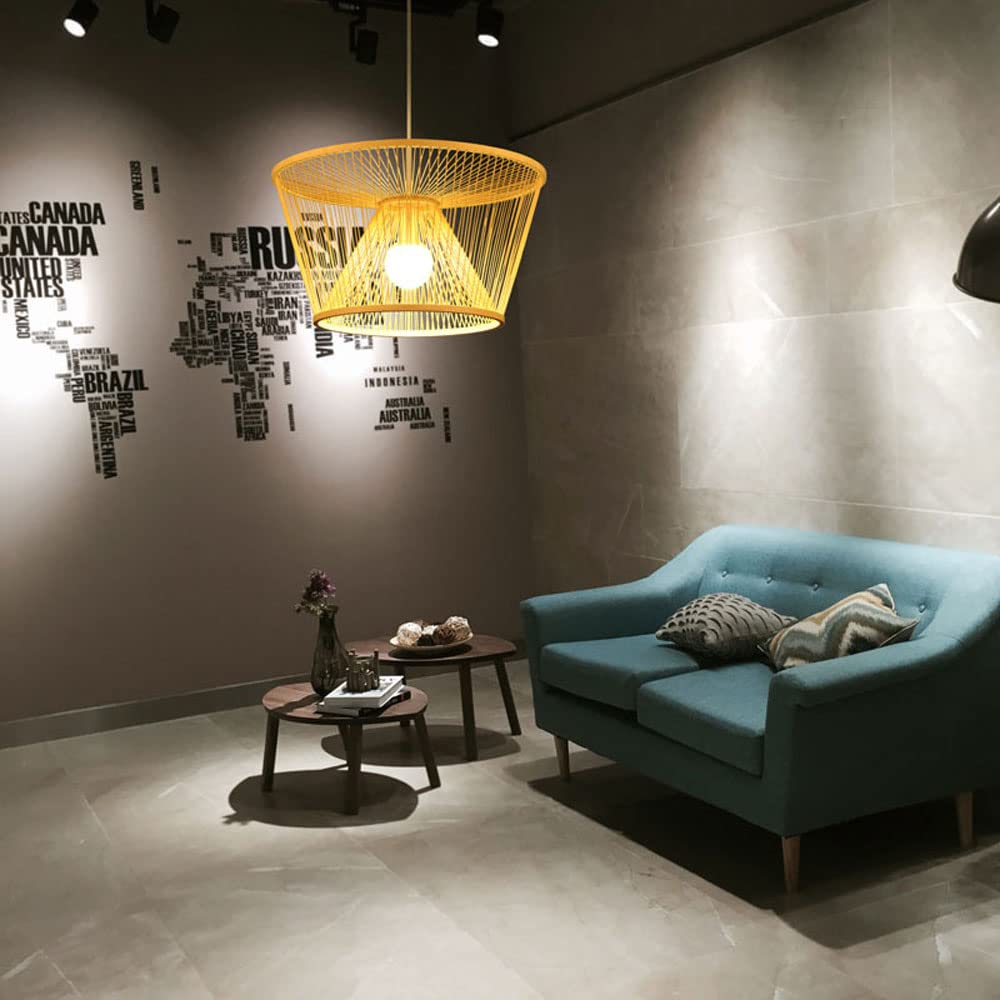 Suspension D'art En Bambou Créatif, Suspension En Rotin Tissé À La Main, Lustre Décoratif E27, Plafonnier, Luminaire Pour Bars Et Clubs