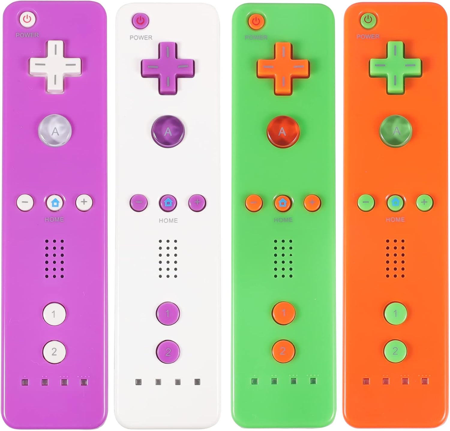 Doueuain 4 Pack Remote Controller for Wii Wii U, Gamepad with Silicone Case and Wrist Strap (New Purple+White+Green+Orange)
