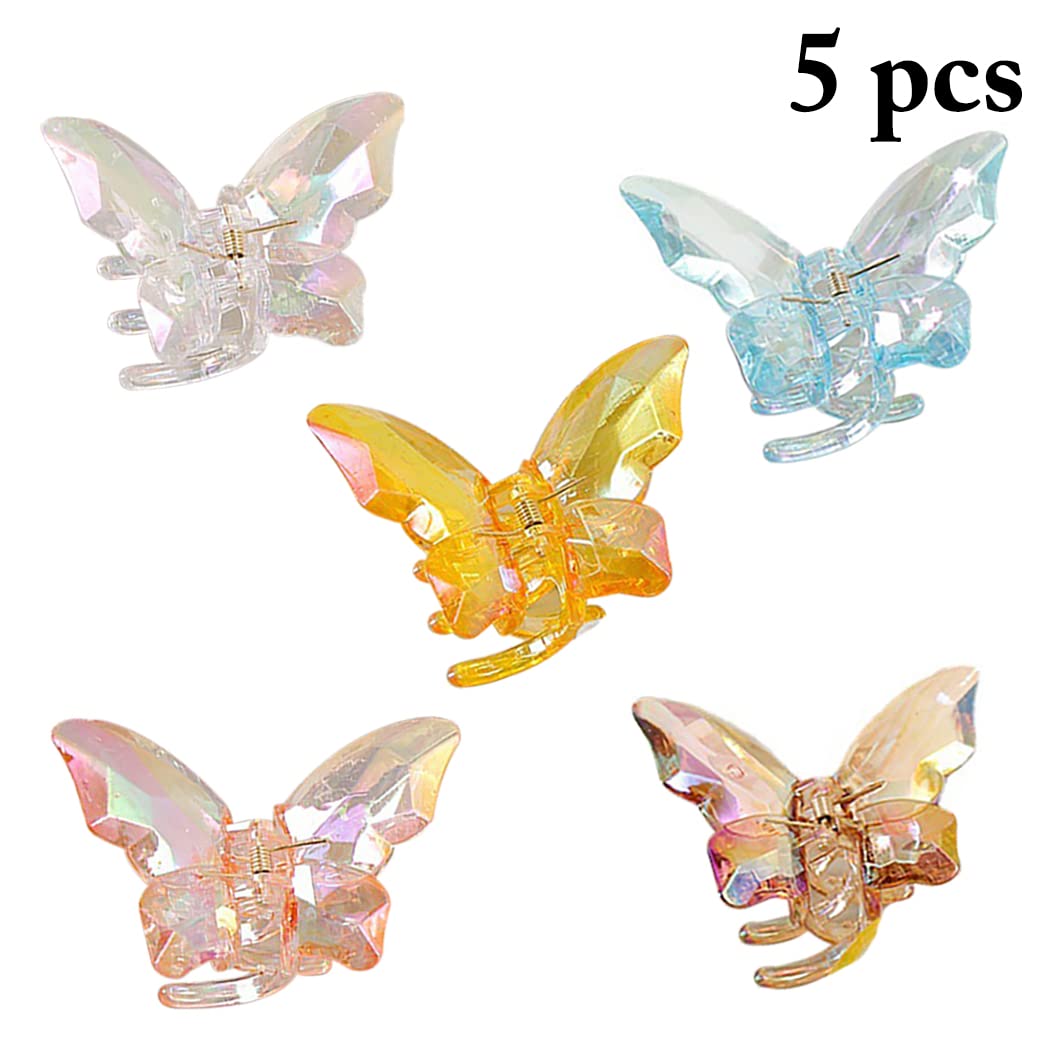 Lot de 5 pinces à cheveux papillon, pince crabe élégante et mignonne, maintien ferme pour cheveux, accessoire de coiffure en acrylique, pour coiffures du quotidien, soirées et sorties