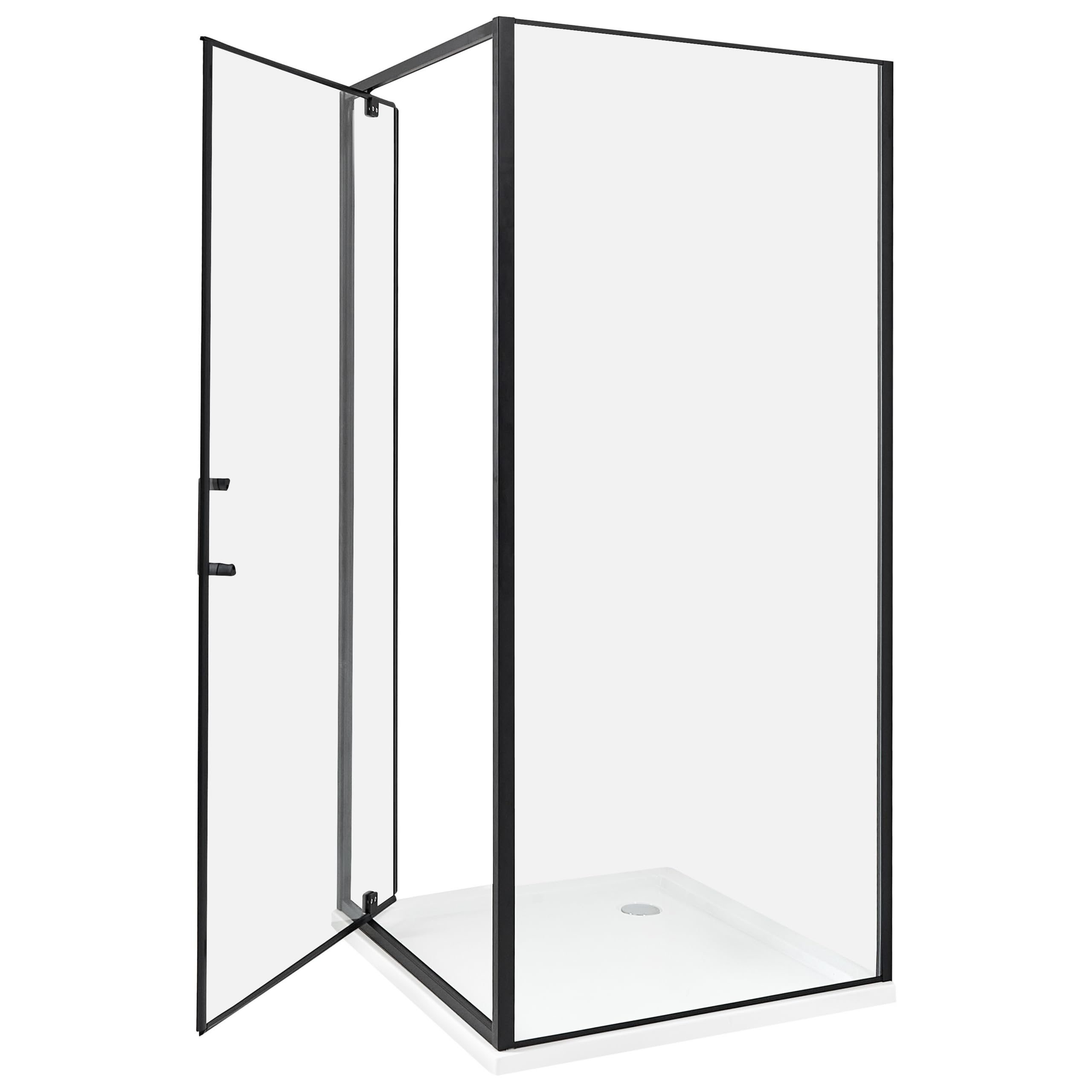 Cabina de ducha cuadrada de vidrio templado una puerta negro 90 x 90 x 185 cm Darli