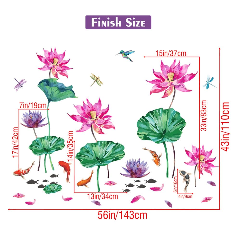 Vinilos decorativos de flores de loto acuarela miniatura 2