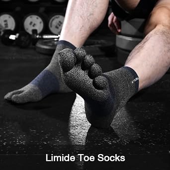 Men's Cotton Toe Socks Five Finger Socks Compression Crew No Show Athletic Socks for Running 4 Pairs(Size 7-11)