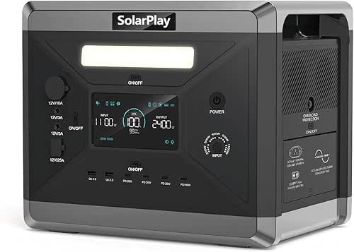 SolarPlay Q2501 Generateur Electrique Portable, 2160 Wh Batterie LiFePO4 Station