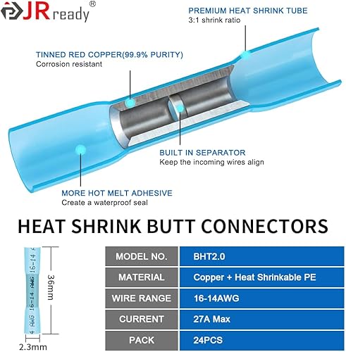 Miniatura 5 de JRready ST9028 - Juego de 4 conectores Deutsch de 3 pines, conector DT con cable automotriz GXL de 16 AWG, incluye conector a tope termorretráctil,